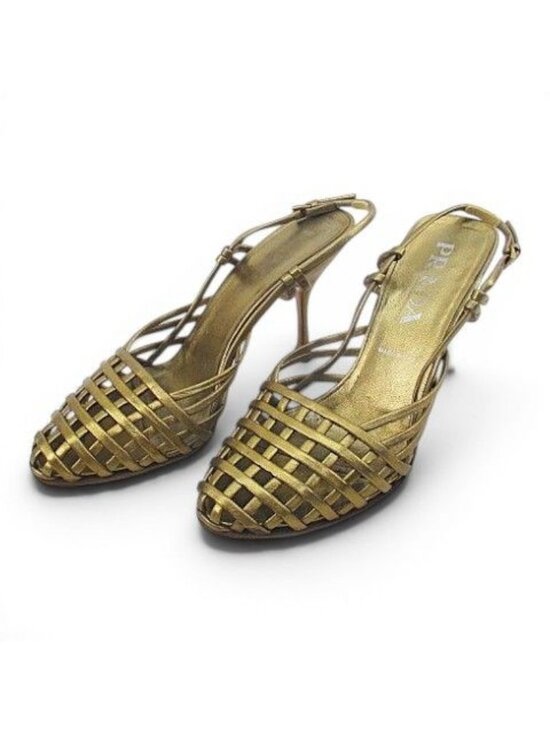 Prada Shoes - Prada Sandals Knitted Gold
